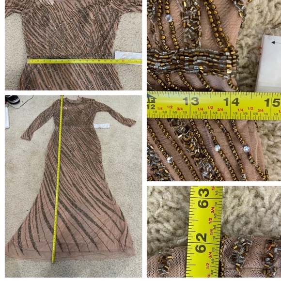 NWT MacDuggal LONG SLEEVE BEADED COLUMN GOWN-
Mocha size‎ 10 - Picture 4 of 7